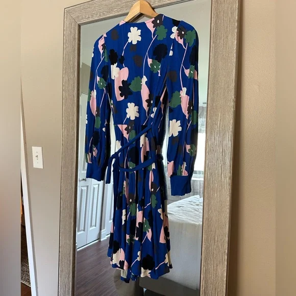 Boden NWT Royal Blue Floral Wrap Dress Size 8 Medium - Picture 3 of 5